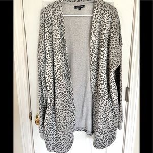 Fleece lined Cheetah print cardigan